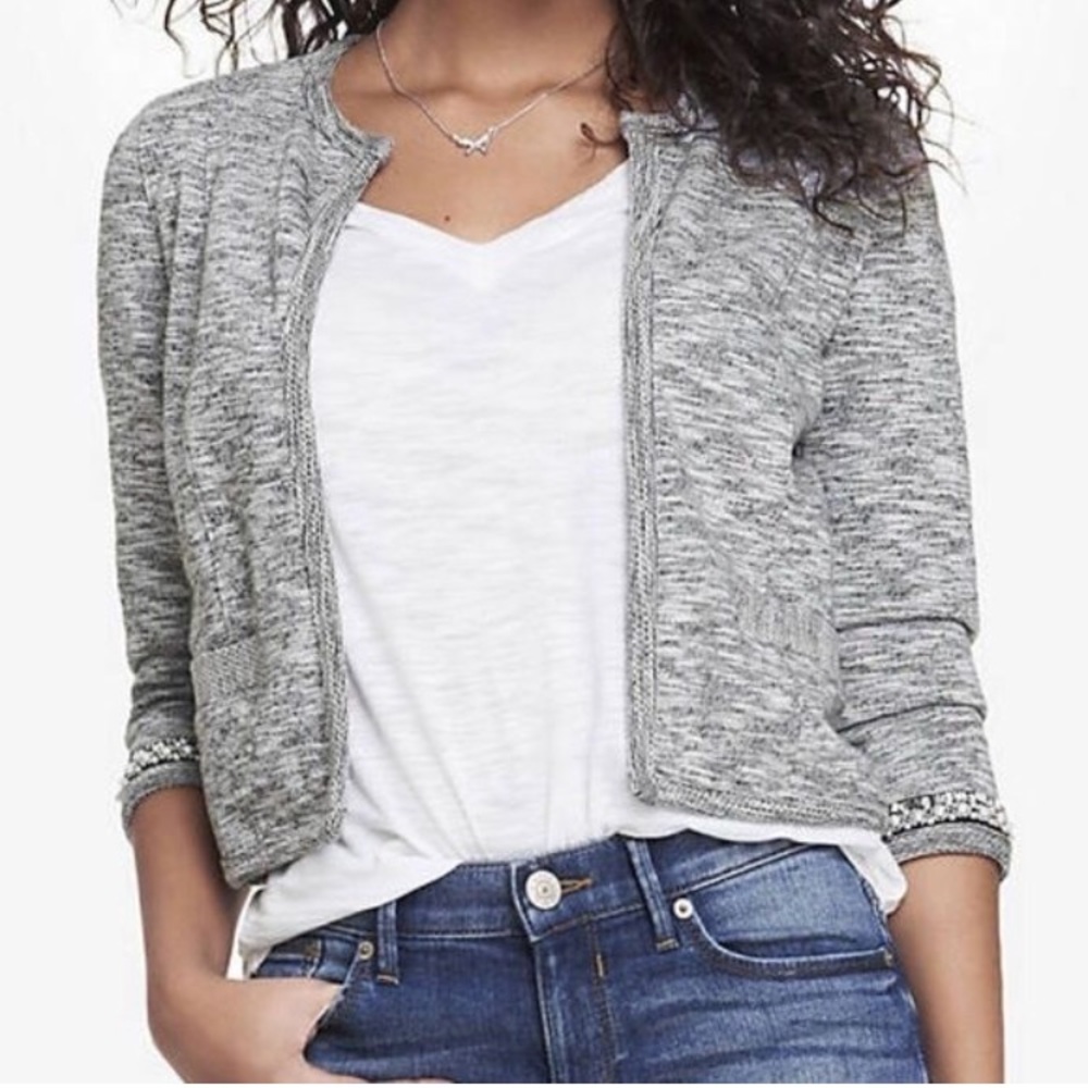 Express cropped bead embellished jacket